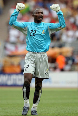 Goolie Richard Kington from Ghana. The black stars keeper was adjorned one of the best in the 2006 world cup