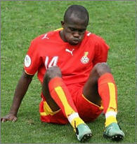 Amoah playing for Ghana Black Stars.